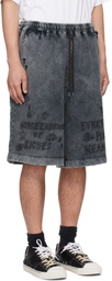 Maison MIHARA YASUHIRO Black Bleached Graffiti Print Sweat Shorts