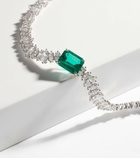 Anita Ko 18kt white gold choker with diamonds and emerald