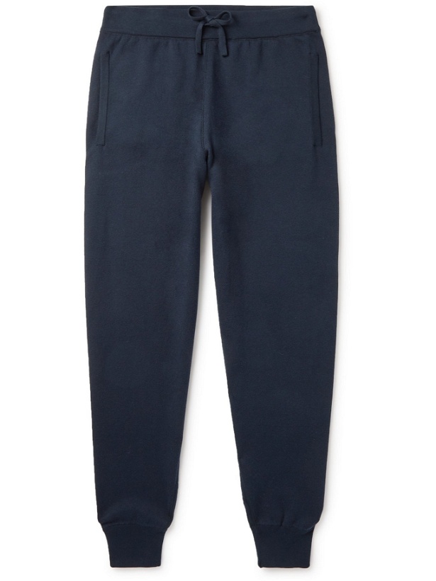 Photo: MR P. - Tapered Silk and Organic Cotton-Blend Sweatpants - Blue