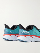 Hoka One One - Clifton 8 Rubber-Trimmed Mesh Running Sneakers - Blue