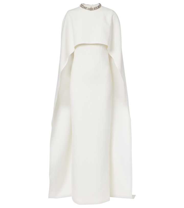 Photo: Roland Mouret Crystal-embellished caped crêpe gown