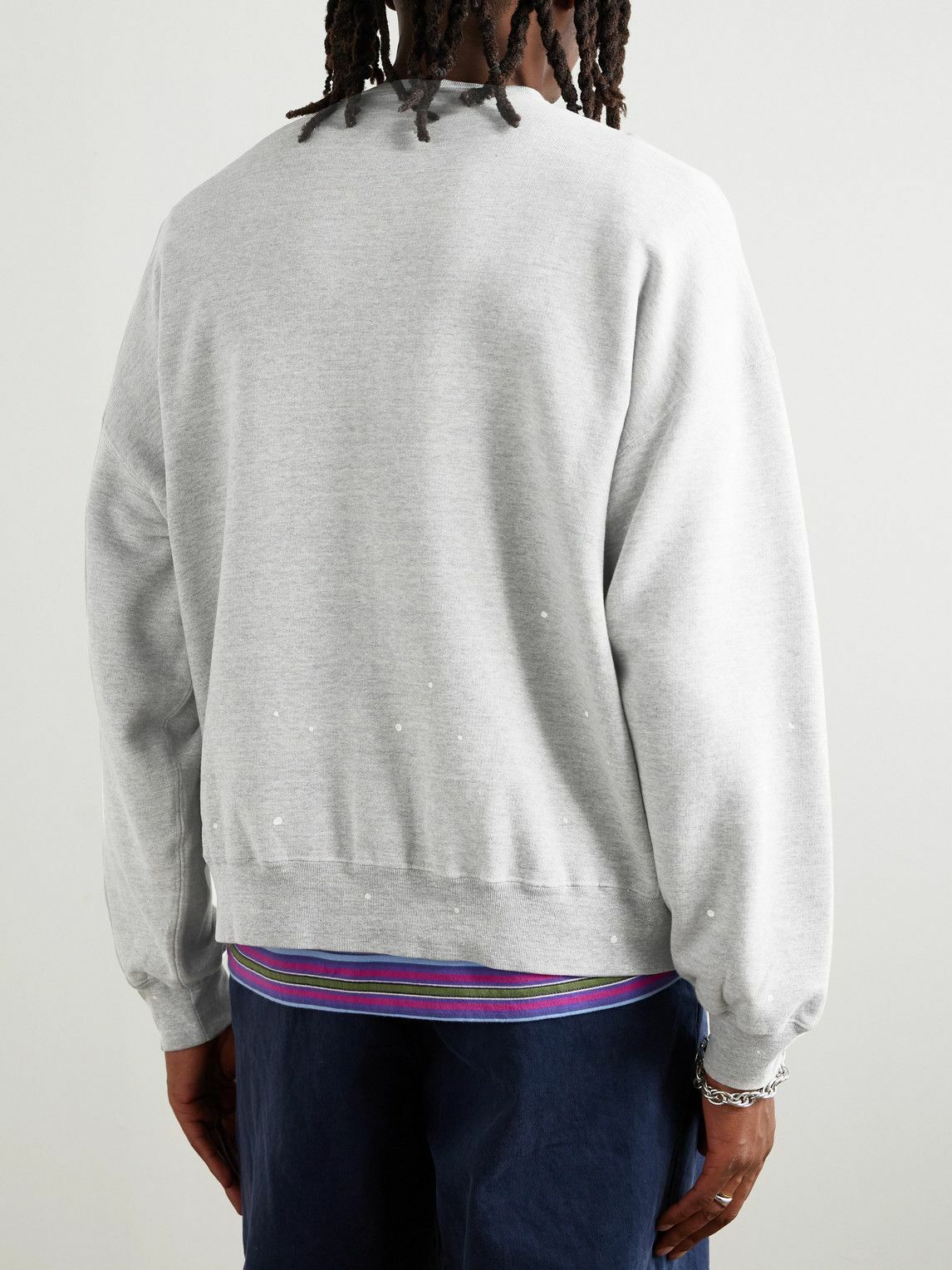 Remi Relief - Paint-Splattered Cotton-Jersey Sweatshirt - Gray