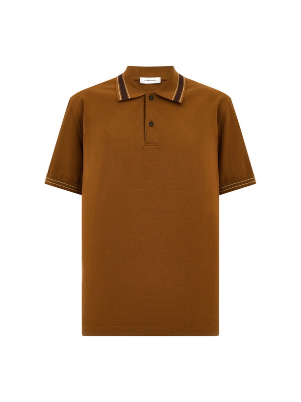 Photo: Ferragamo Mens Short sleeve polo shirt in Brown