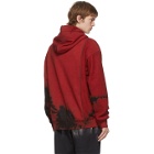 Feng Chen Wang Red Tie-Dye Panelled Hoodie