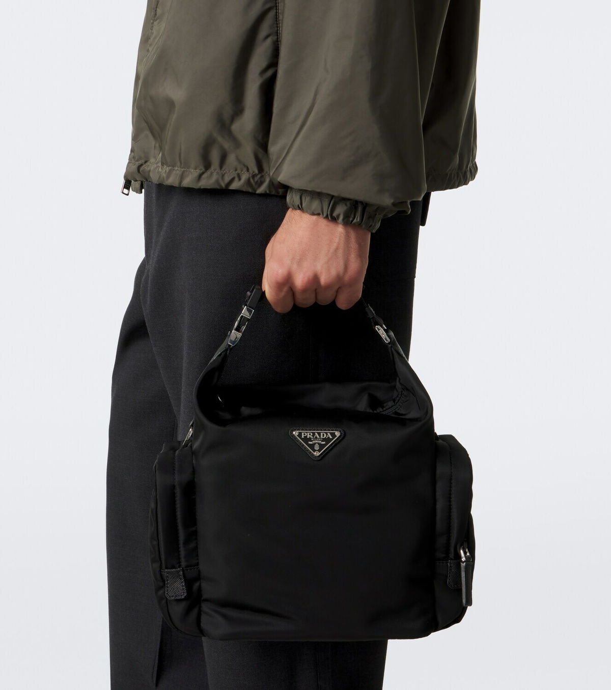 Prada Re-Nylon leather-trimmed shoulder bag