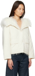 Yves Salomon White Curly Lamb Short Ultra-Light Down Jacket