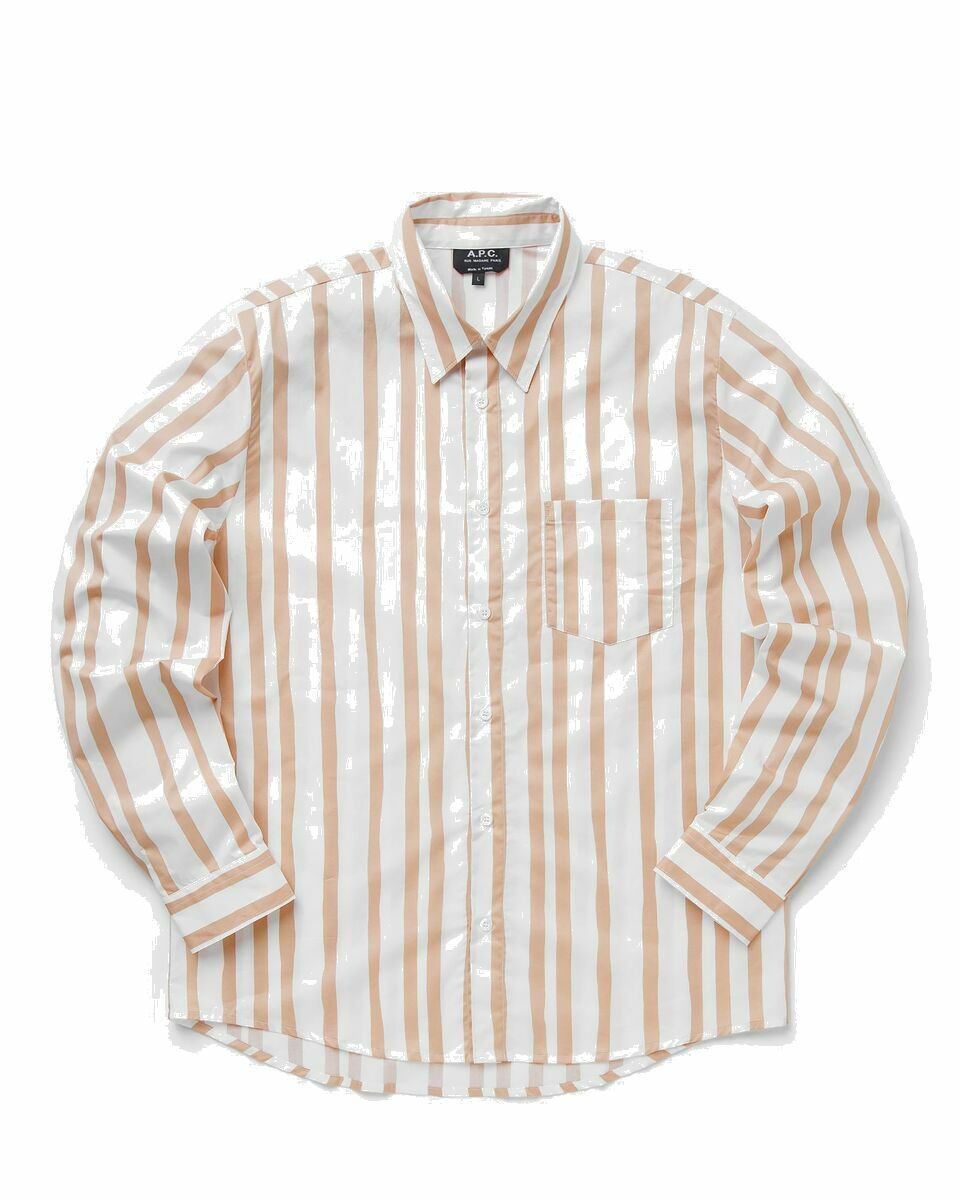 Photo: A.P.C. Chemise Mathieu White|Beige - Mens - Longsleeves