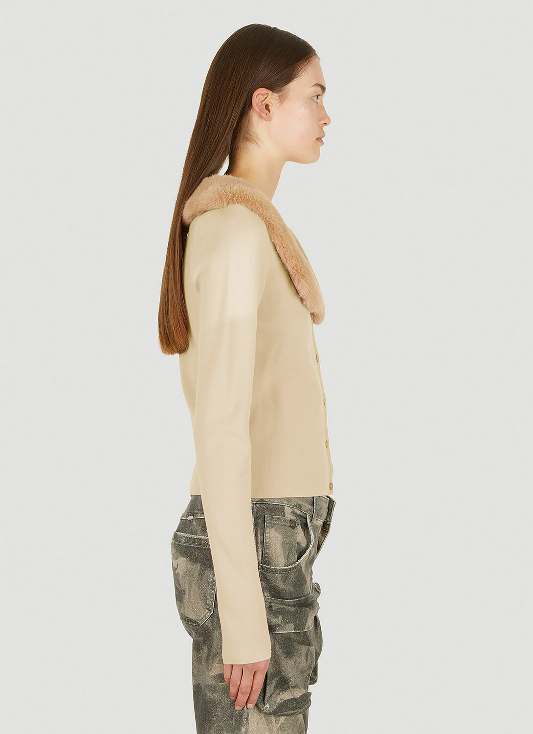 Blumarine Faux Fur Trim Cardigan