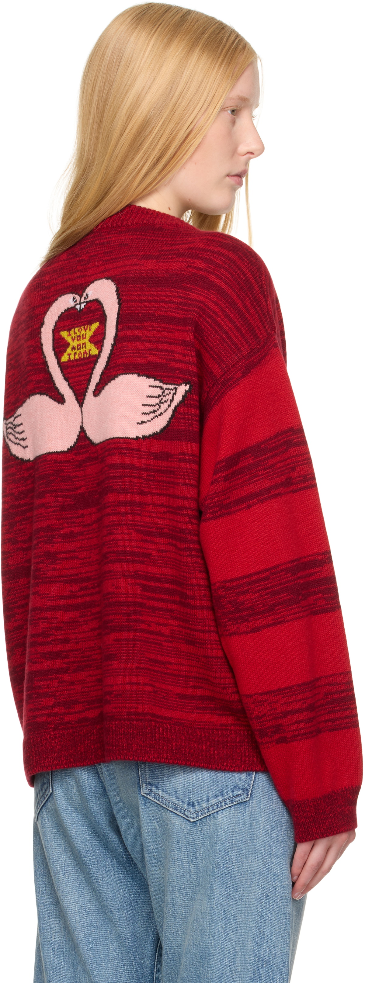 The Elder Statesman Red Stripe Polka Dot Swan Cardigan