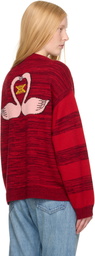 The Elder Statesman Red Stripe Polka Dot Swan Cardigan