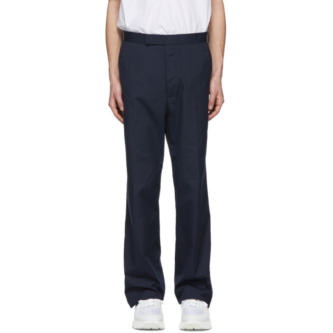 Photo: Thom Browne Navy Stripe Unconstructed Trousers