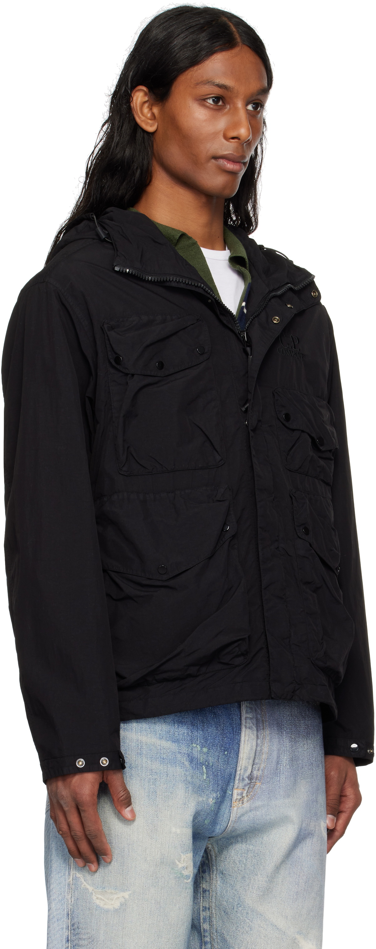 C.P. Company Black Flatt Nylon Goggle Jacket C.P. Company