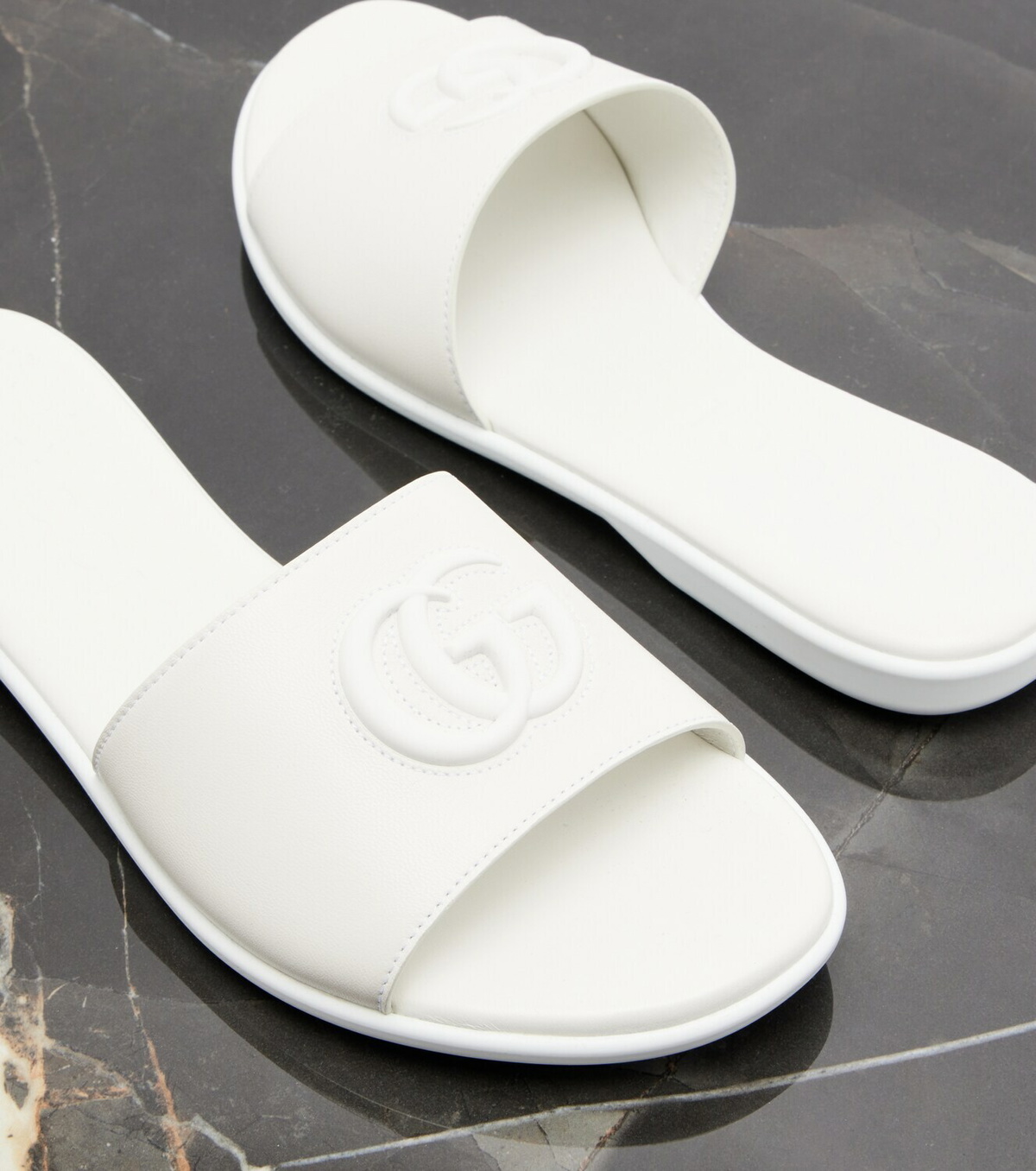 Gucci Double G leather slides