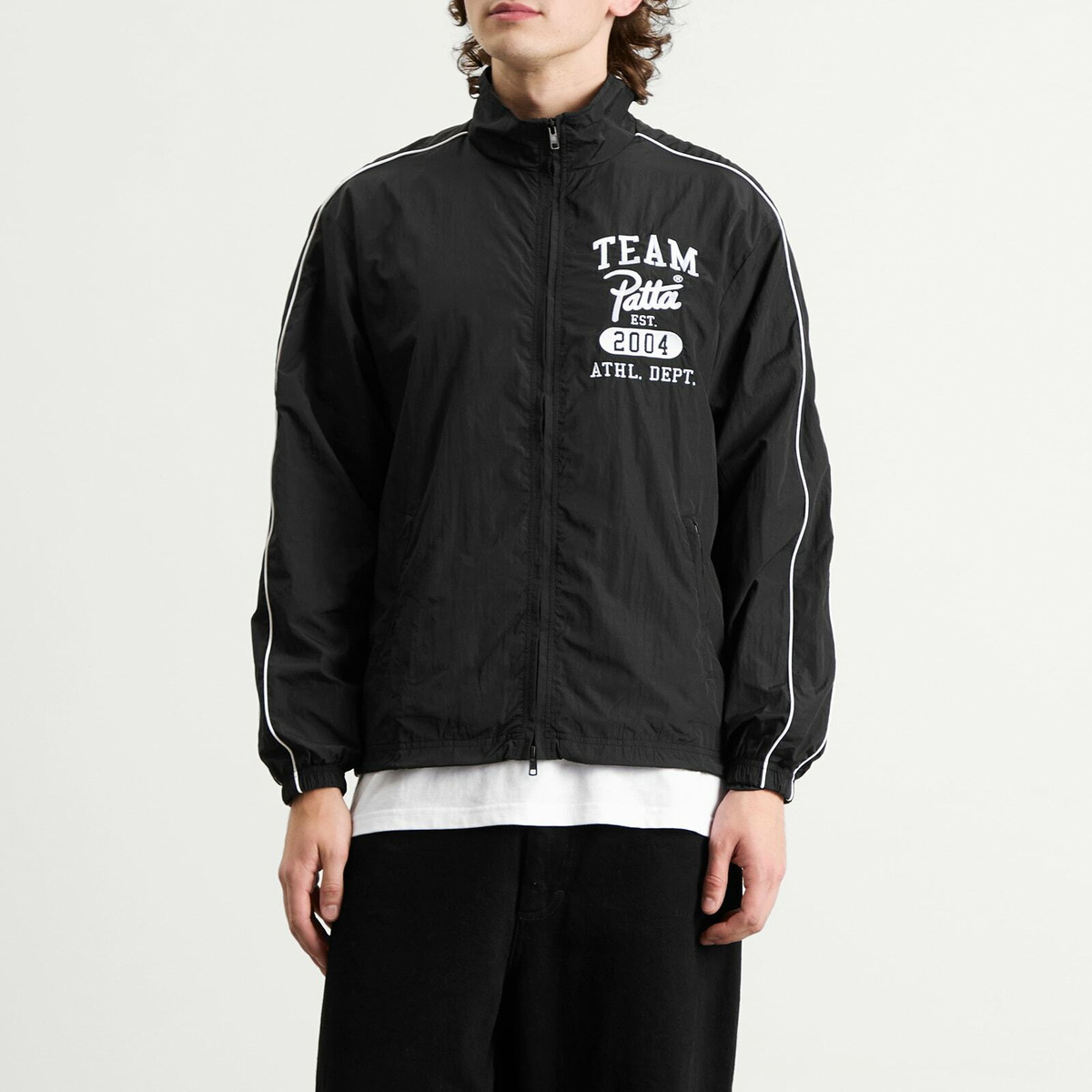 Patta Men's Athletic Nylon Track Jacket in Black