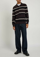 NN07 Alfie Striped Cotton Polo Jumper Black