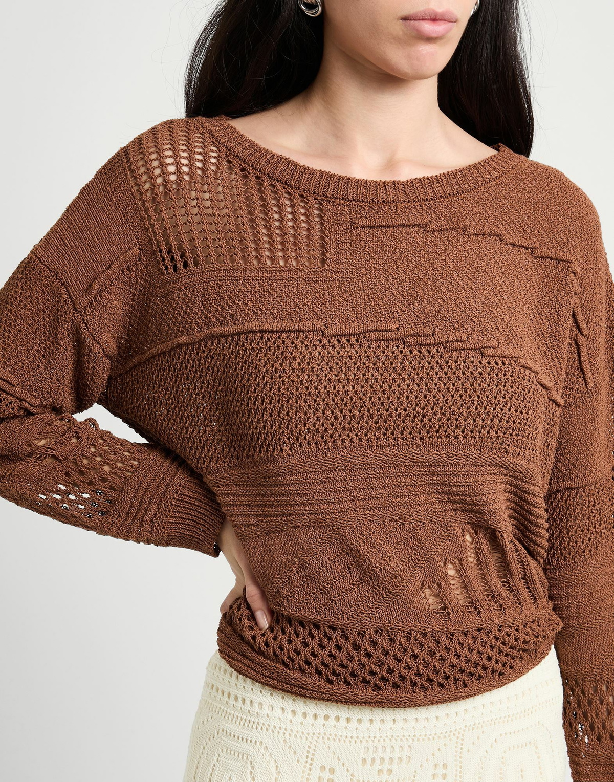 Manila Grace Womens Sweater in Brown