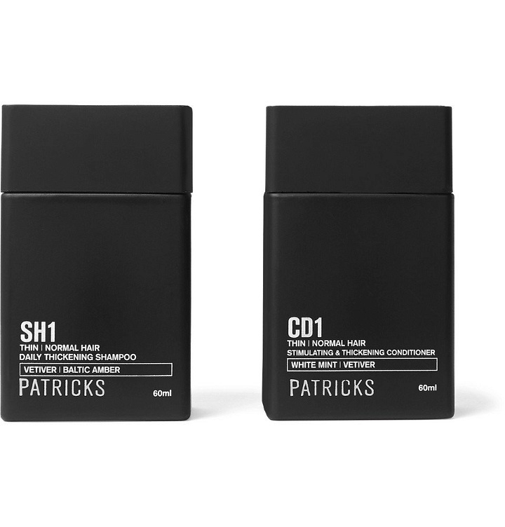 Photo: Patricks - Daily Thickening Shampoo & Stimulating Thickening Conditioner, 2x60ml - Men - Black