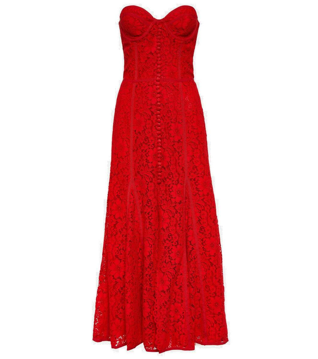 Costarellos Sharie bustier lace midi dress Costarellos