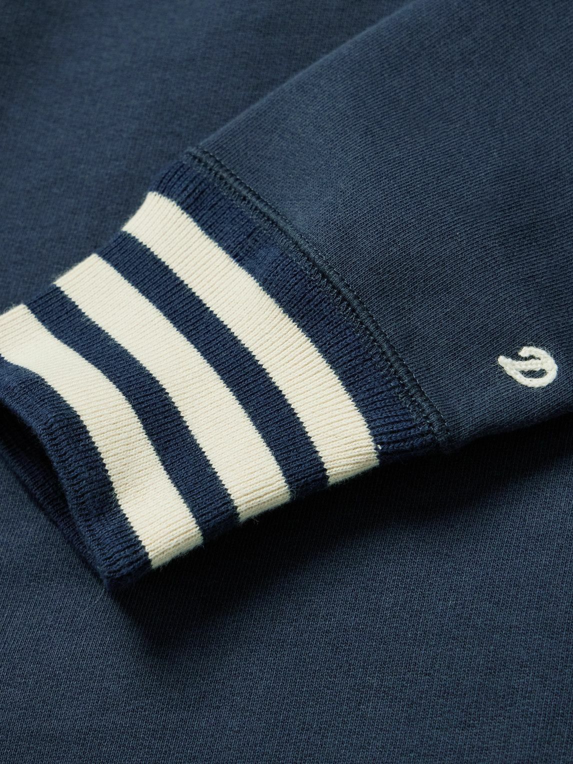 Drake's - Logo-Embroidered Striped Cotton-Jersey Sweatshirt - Blue