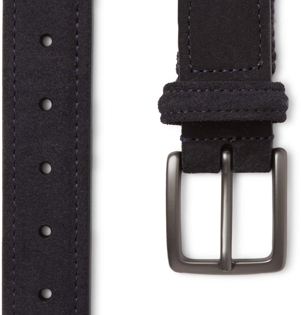 Anderson's - 3.5cm Suede-Trimmed Woven Wool-Blend Belt - Blue Anderson's