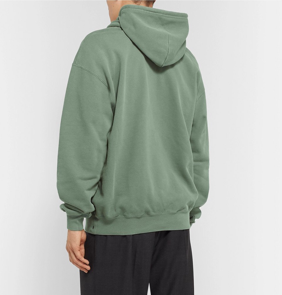 Balenciaga Oversized Distressed Logo-Print Jersey Hoodie in Green