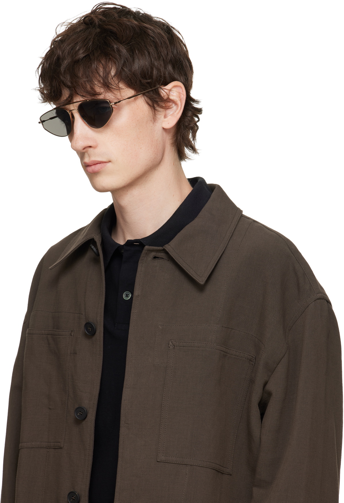 Jil Sander Gold Oliver Peoples 'Edition 5' Aviator Sunglasses