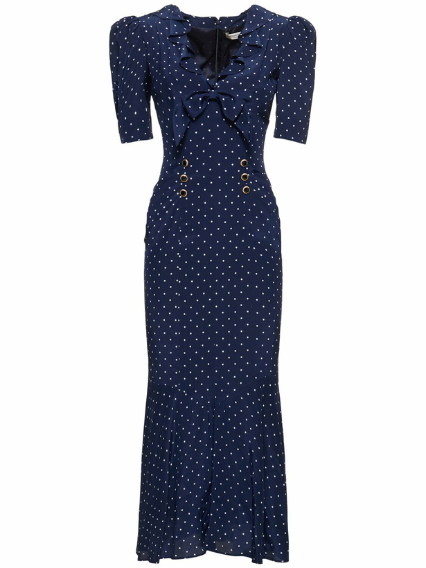 Photo: ALESSANDRA RICH Polka Dot Print Silk Midi Dress with ruffle