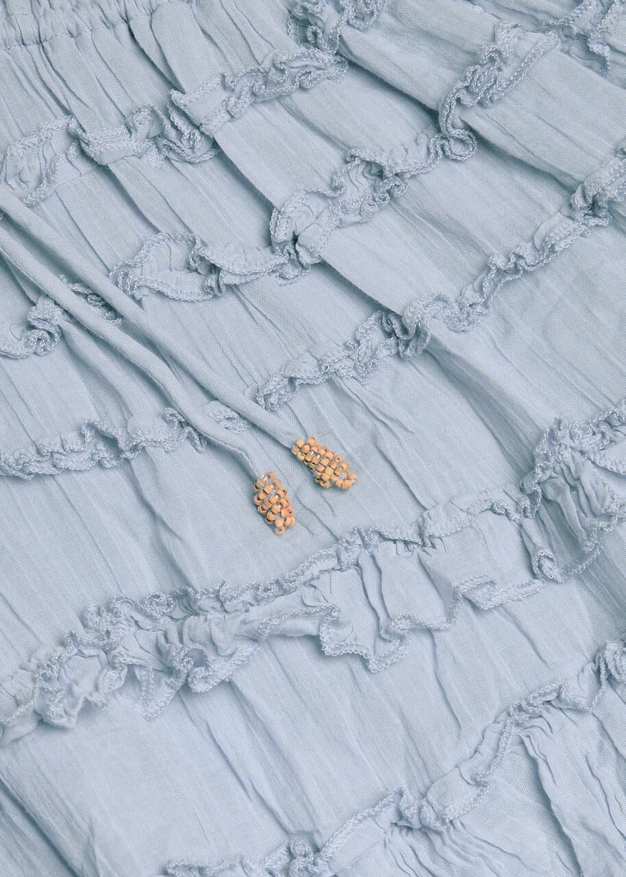 Free People Darcy Ruffled Cotton Mini Dress Light Blue
