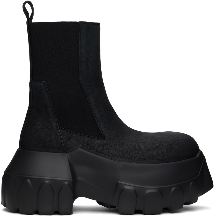 Photo: Rick Owens Black Hollywood Beatle Mega Tractor Chelsea Boots