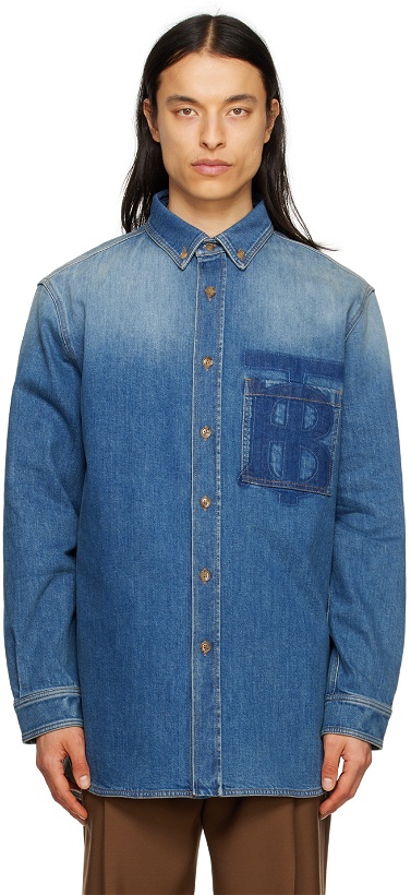 Photo: Burberry Blue Motif Denim Shirt