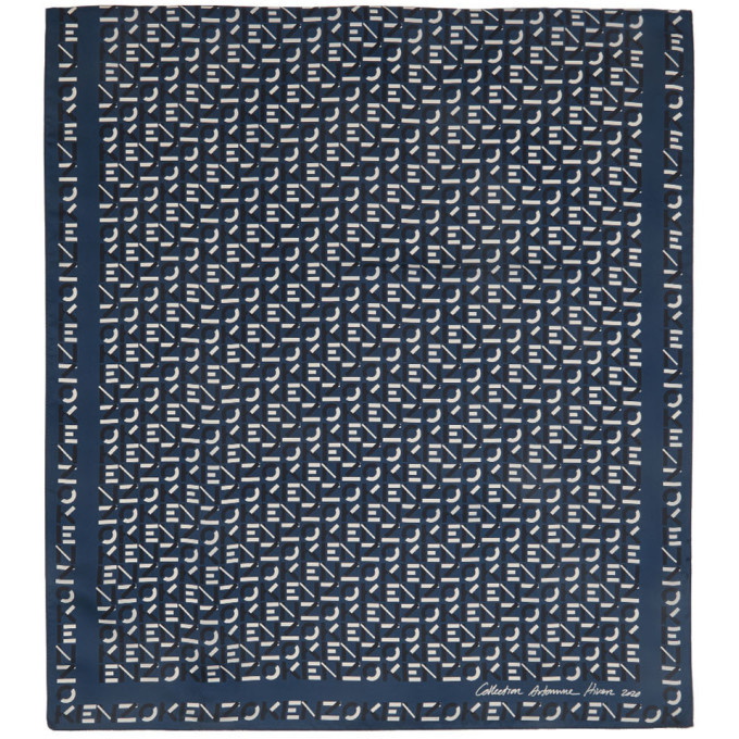 Photo: Kenzo Blue Silk Monogram Scarf