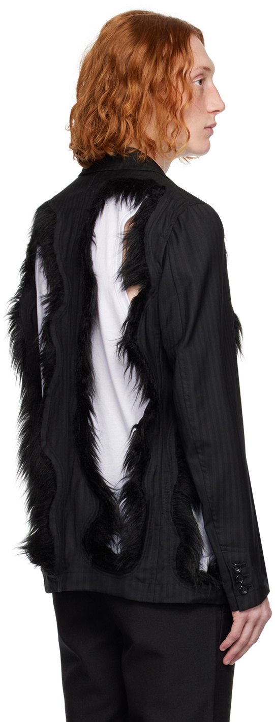 Comme Des Gar Ons Homme Plus Black Cutout Faux Fur Blazer Comme Des