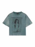 Enfants Riches Déprimés - Reverend Printed Distressed Cotton-Jersey T-Shirt - Blue