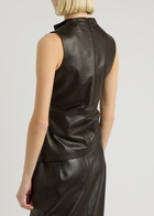 Arma Sarande Gathered Asymmetric Leather top Brown