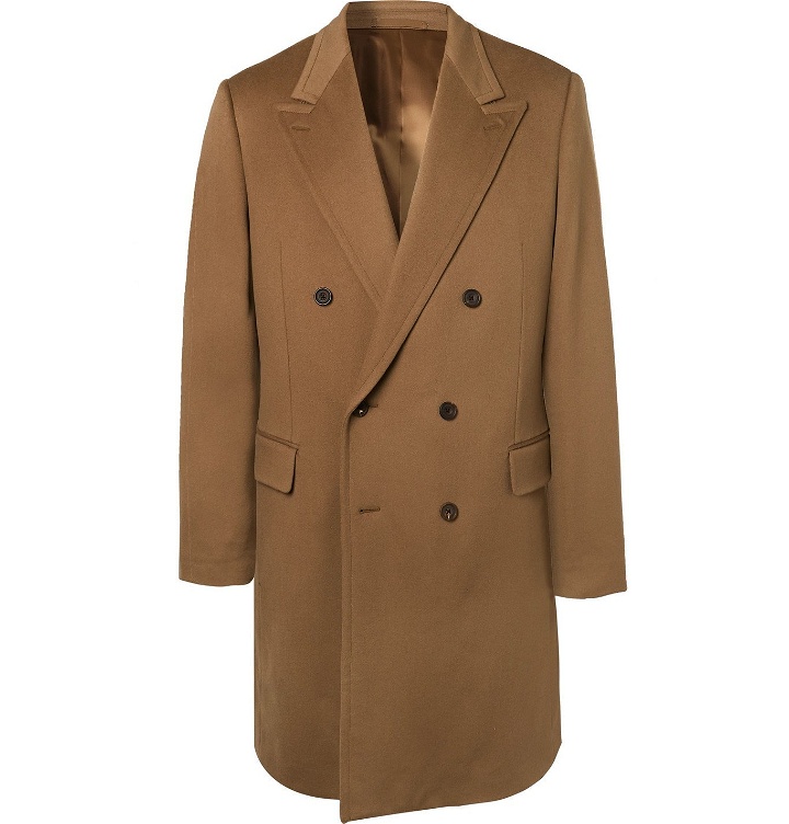 Photo: Kingsman - Double-Breasted Cashmere and Wool-Blend Overcoat - Brown
