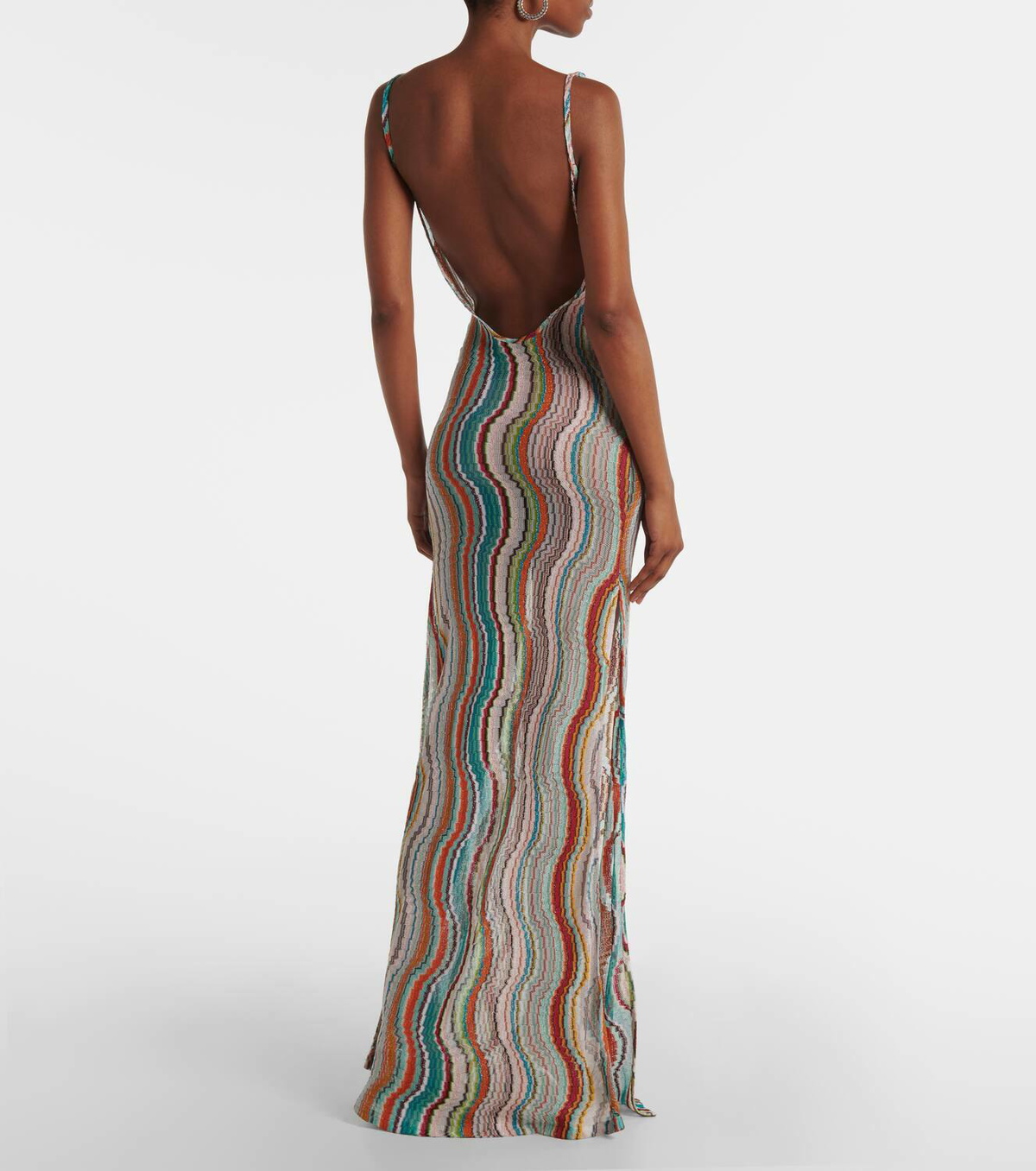 missoni backless dress Sheer open-back maxi dress in multicoloured - Missoni
