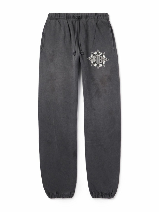 Photo: SAINT Mxxxxxx - Denim Tears Logo-Print Cotton-Jersey Sweatpants - Gray