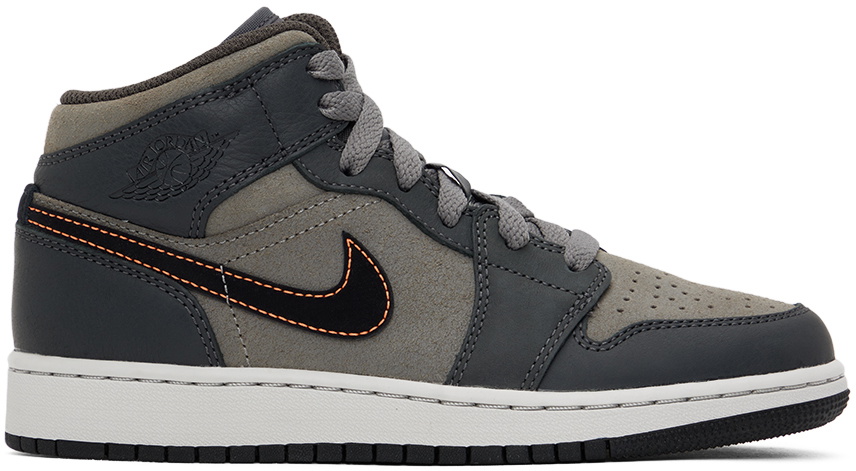 Nike Jordan Kids Gray Air Jordan 1 Mid SE Big Kids Sneakers