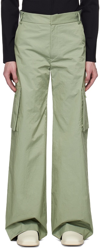 Photo: AARON ESH Green Zip Pocket Cargo Pants