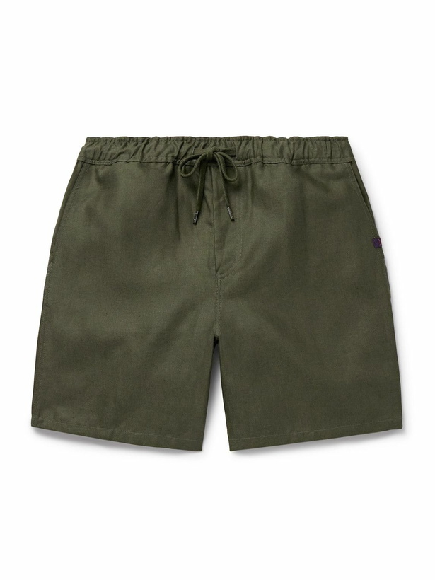 Photo: Derek Rose - Sydney 2 Straight-Leg Linen Drawstring Shorts - Green