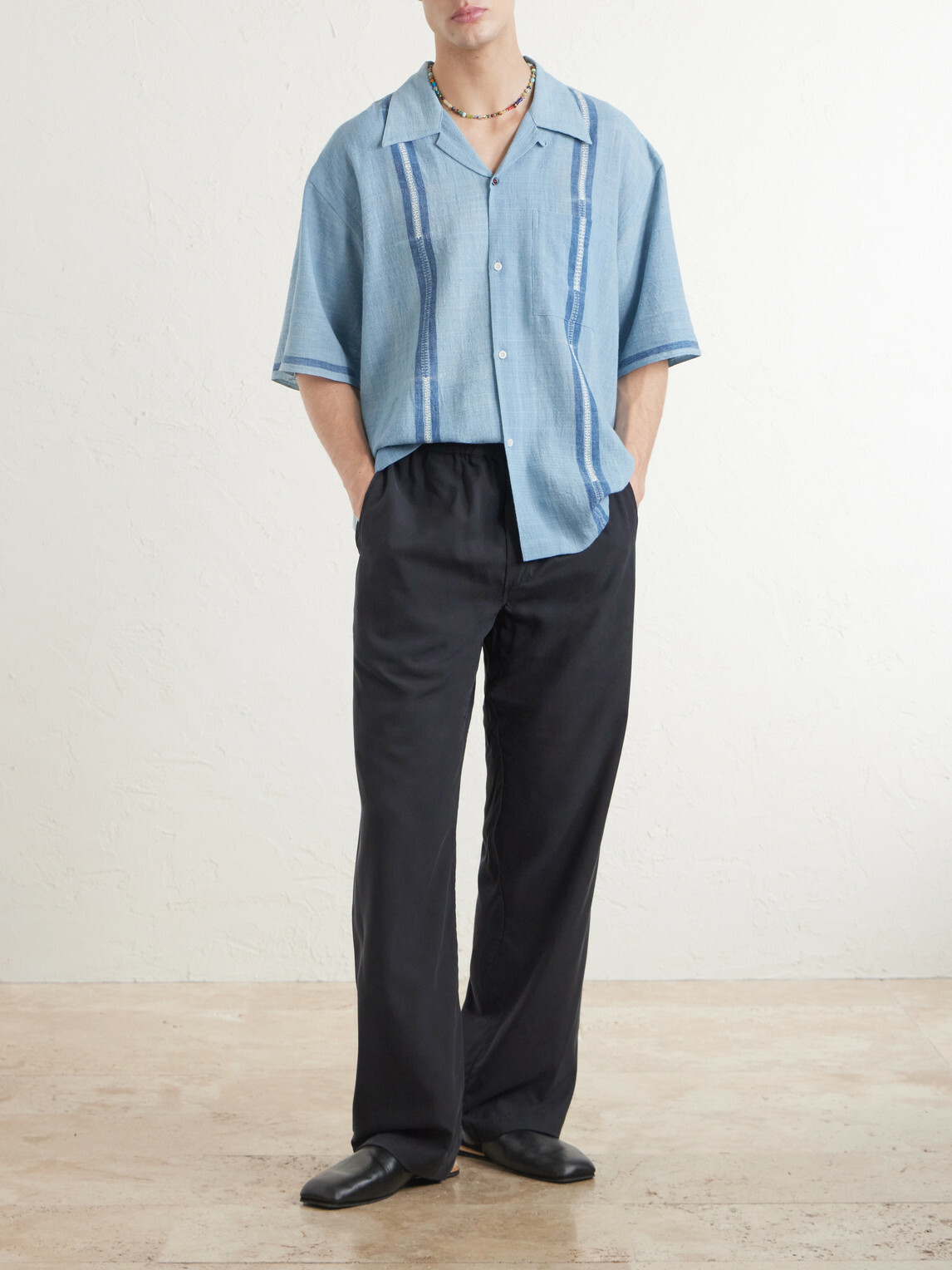 Kardo - Rohit Embroidered Cotton Shirt - Blue