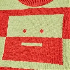 Acne Studios Kilgot Face Stripe Crew Knit in Sharp Red/Pale Green