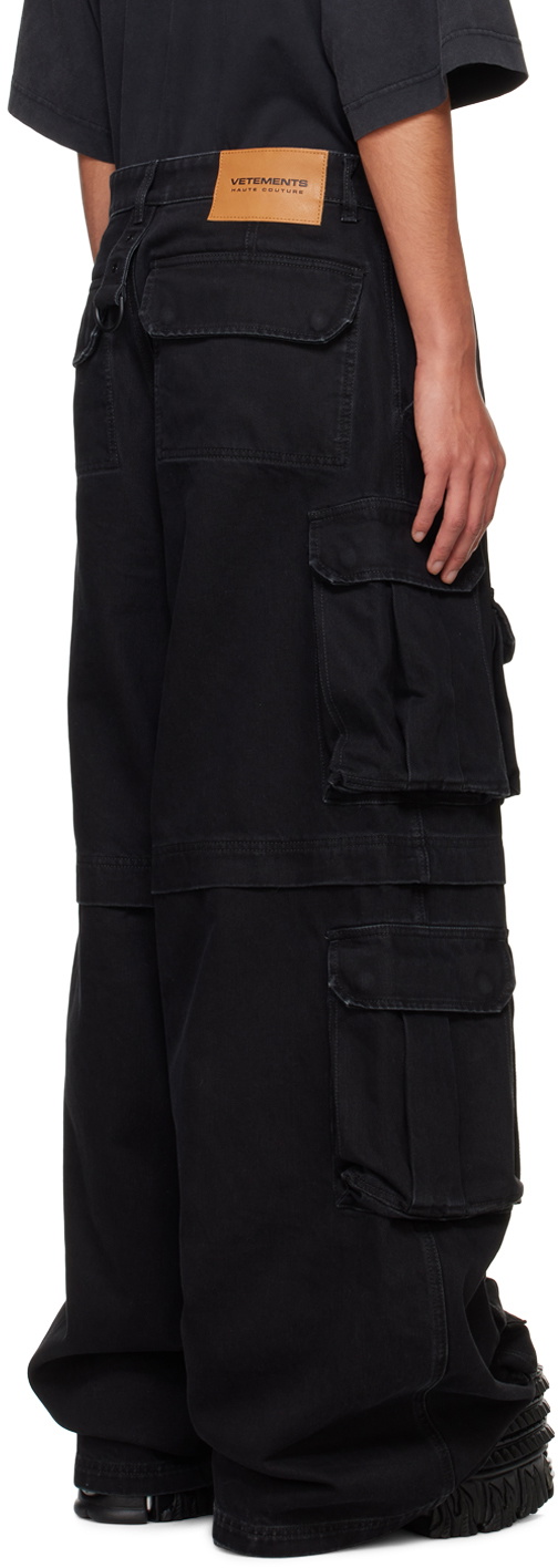 VETEMENTS Black Multipocket Denim Cargo Pants Vetements