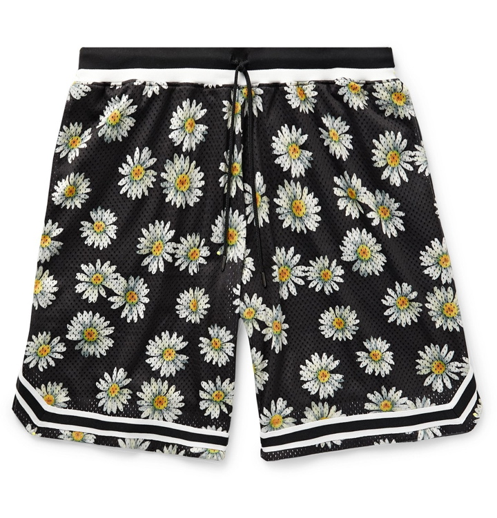 Photo: John Elliott - Floral-Print Mesh Drawstring Shorts - Black