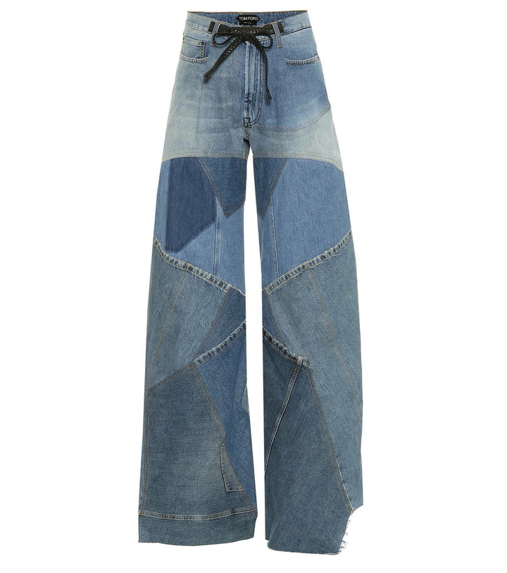 Photo: Tom Ford Patchwork high-rise wide-leg jeans