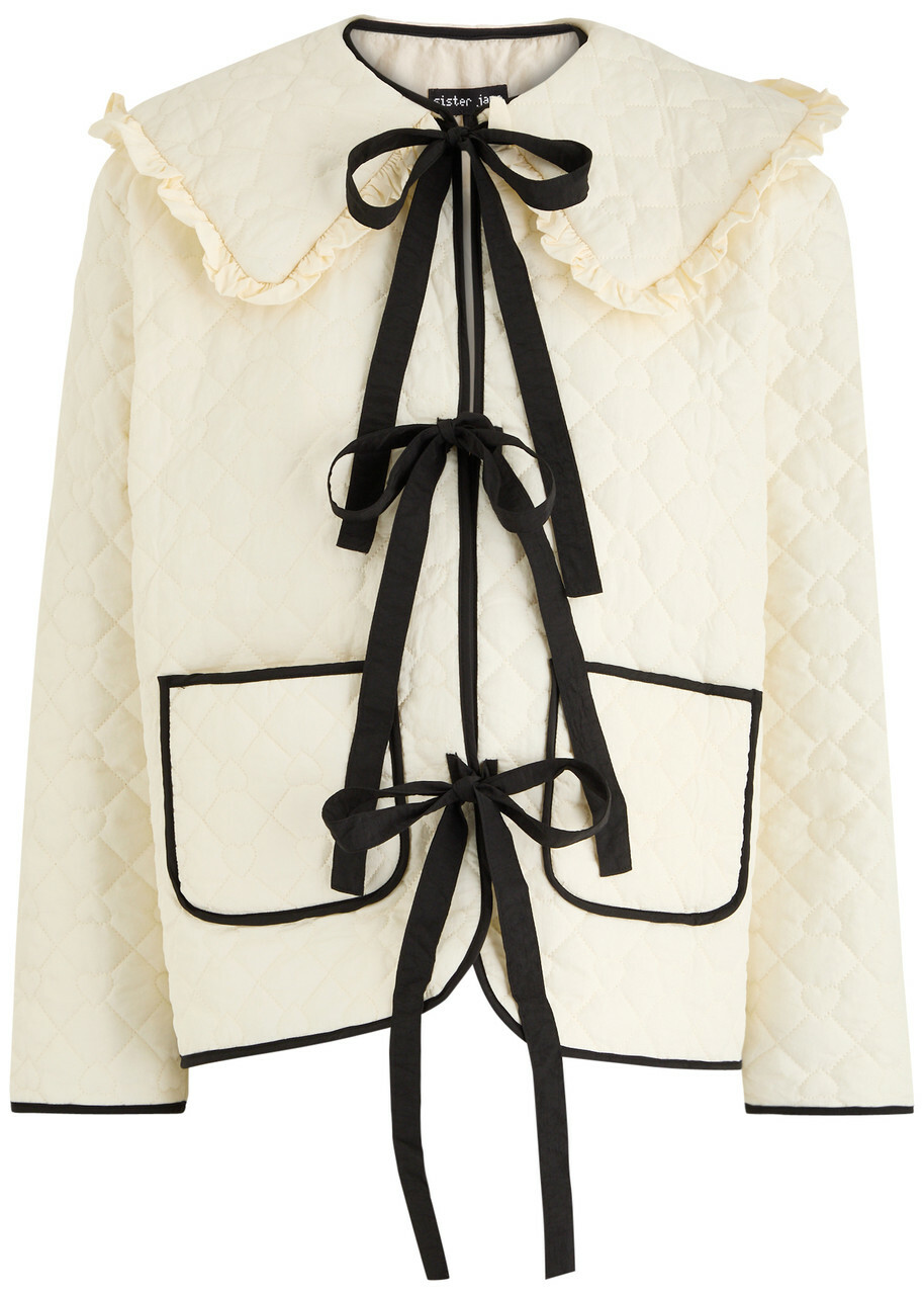 Sister Jane Sophia Ribbed-knit and Cloqué Maxi Dress Cream