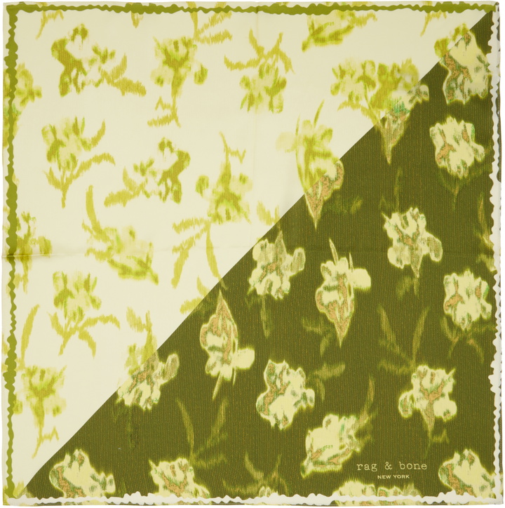 Photo: rag & bone Green Kit Floral-Print Silk Bandana Scarf