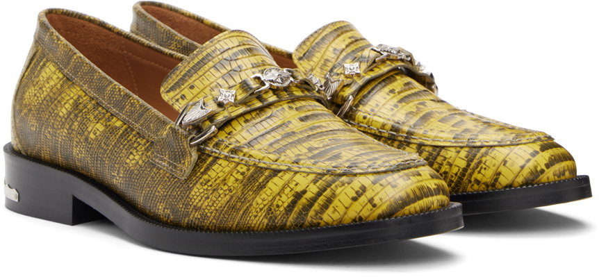 Toga Virilis Yellow Snake-Embossed Loafers Toga Virilis 