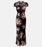 Rodarte Floral lace-trimmed silk midi dress