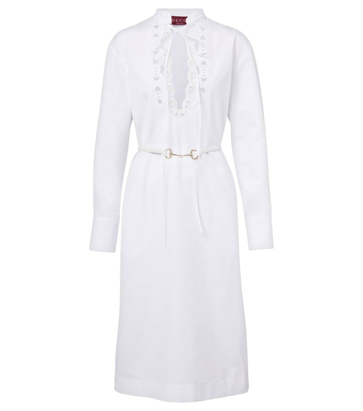 Photo: Gucci Horsebit cotton poplin midi dress